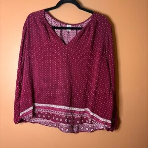 Old Navy Maroon Patterned Blouse